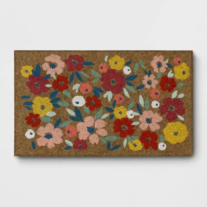 1‘6″x2‘6″ Ditsy Floral Faux Coir Outdoor Doormat – Sun Squad™