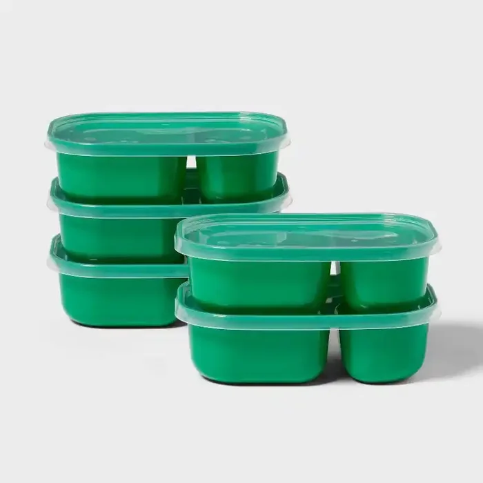 10pc (set of 5) Divided Plastic Meal Prep Food Storage Container Set Green – Room Essentials™