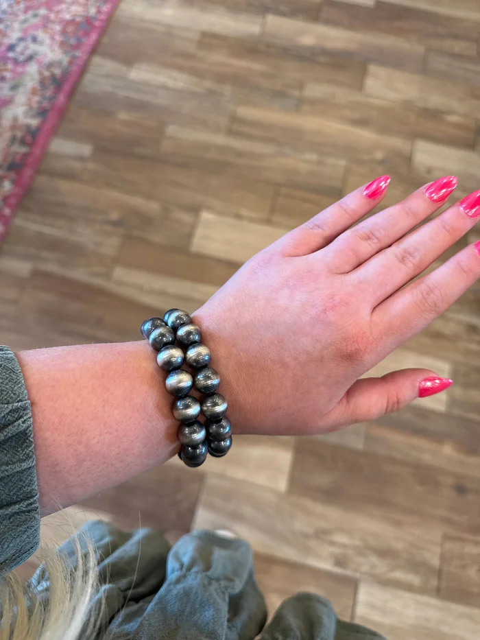 12mm Sterling Silver Bead Bracelet