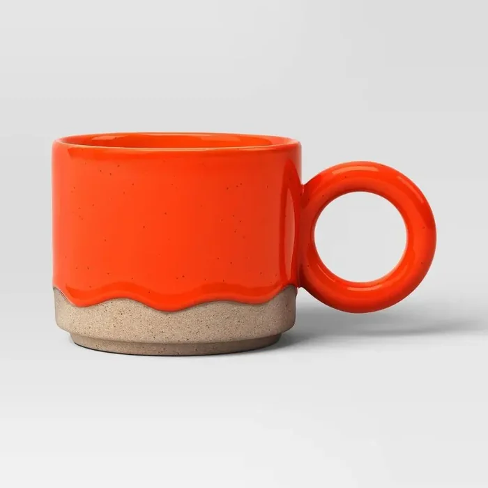 16 fl oz Stoneware Drippy Glass Mug Orange – Room Essentials™