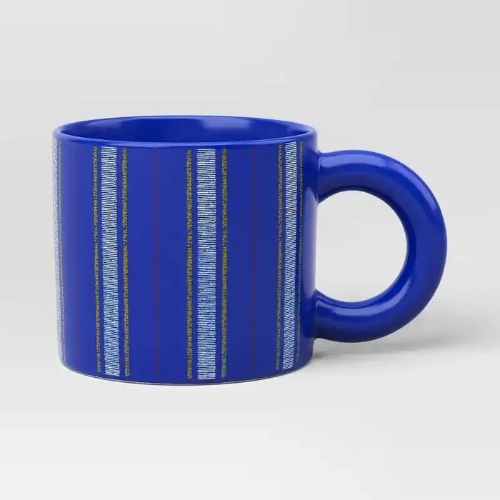 16oz Stoneware Piecemeal Horizontal Striped Mug Candid Cobalt – Room Essentials™