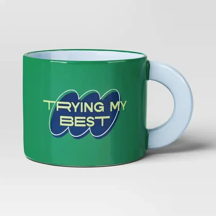19 fl oz Stoneware TRYING MY BEST Mug Green – Room Essentials™