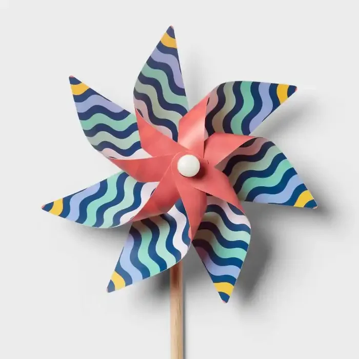 20″ Pastel Stripes Pinwheel Navy – Sun Squad™