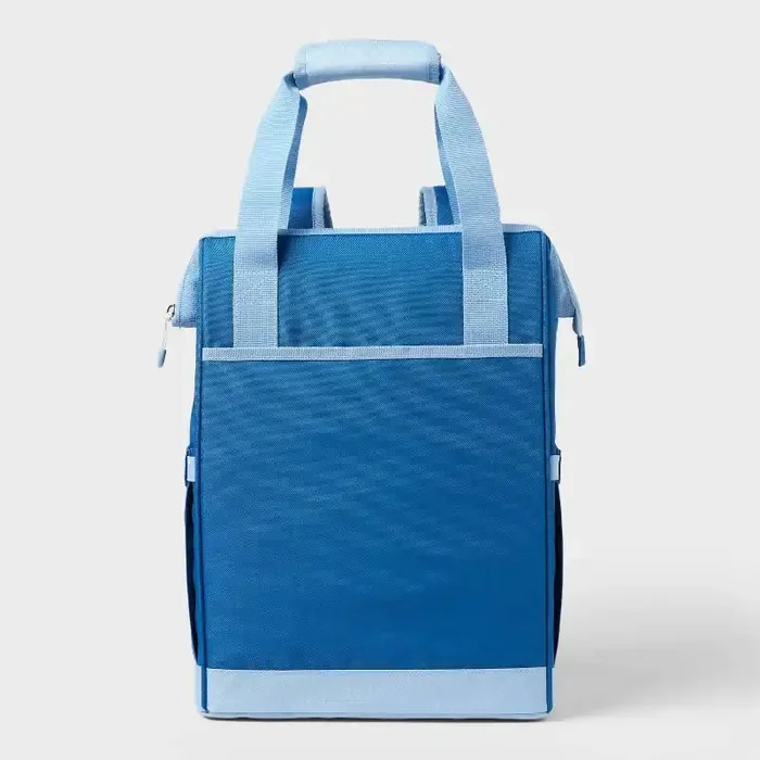 24 Cans/20.4qt Backpack Cooler – Sun Squad™ Blue Zip Closure, Adjustable Straps