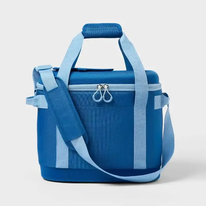 24 Cans/20.7qt Soft Sided Cooler – Sun Squad™ Blue Zip Closure, Adjustable Straps