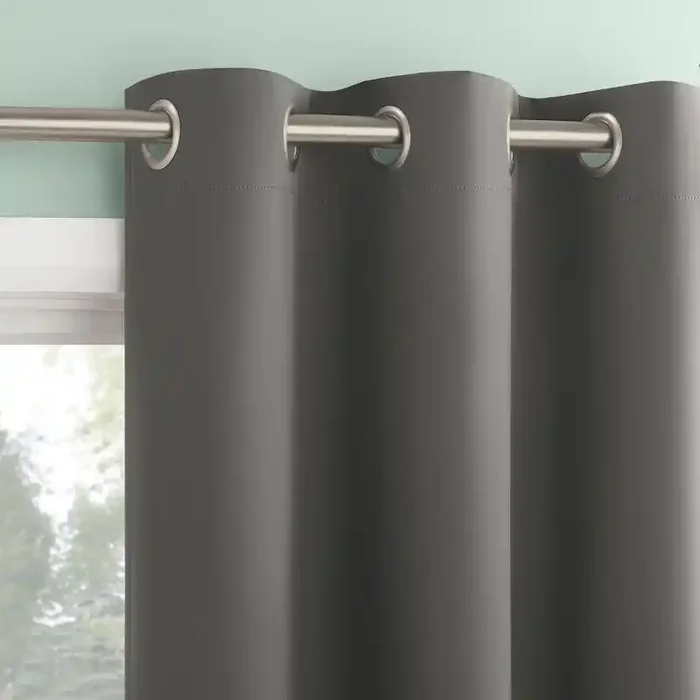 2pc 37″x63″ Sun Zero Tedrow 100% Blackout Grommet Curtain Panel Pair Gray Modern Thermal Insulated, Noise Reduction