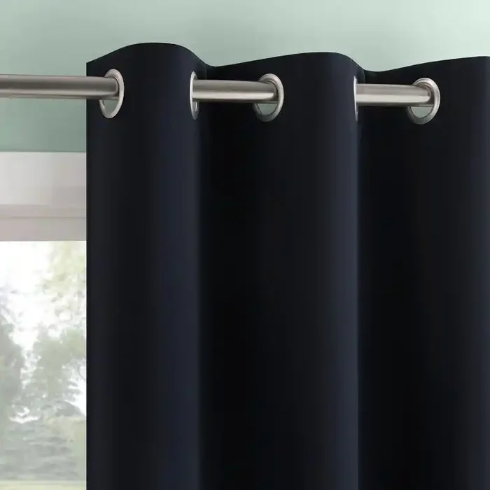 2pc 37″x63″ Sun Zero Tedrow 100% Blackout Grommet Curtain Panel Pair Navy Blue Modern Thermal Insulated, Noise Reduction