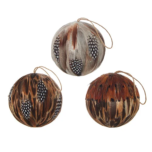 4″ FEATHER BALL ORNAMENT