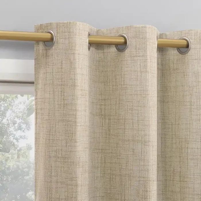 40″x84″ Sun Zero Arlander Crosshatch Thermal Blackout Grommet Curtain Panel Beige Energy Efficient, Noise Reduction