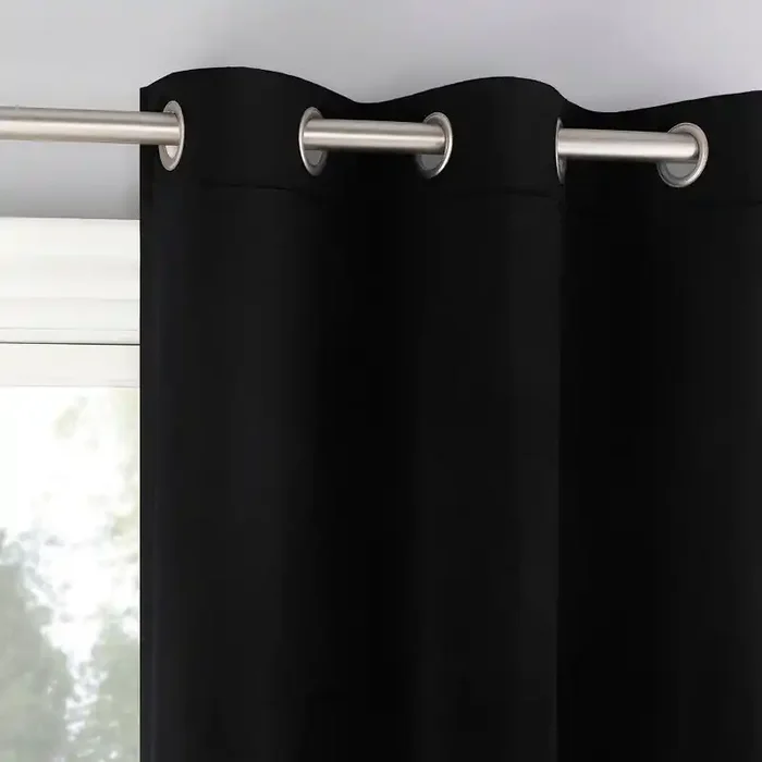40″x84″ Sun Zero Brighton Velvet 100% Blackout Grommet Curtain Panel Black Modern, Energy Efficient, Noise Reduction, Thermal Insulated