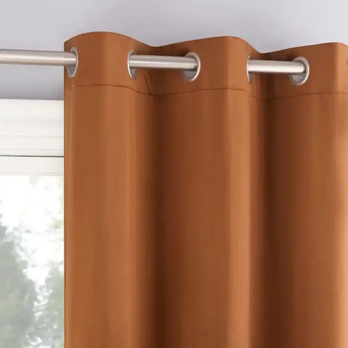 40″x84″ Sun Zero Brighton Velvet 100% Blackout Grommet Curtain Panel Terracotta Red Modern, Energy Efficient, Noise Reduction