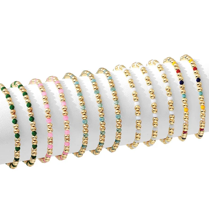 4mm Bead & Crystal Stretch Bracelets: Brights