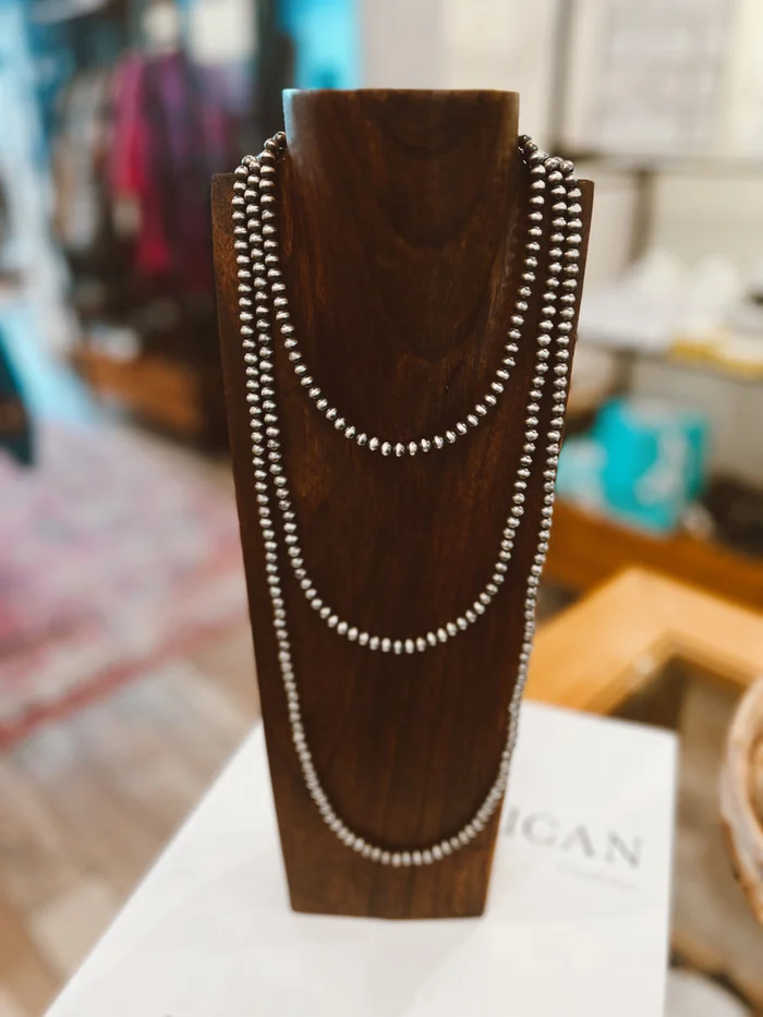 6mm Antiqued Sterling Silver Bead Necklace