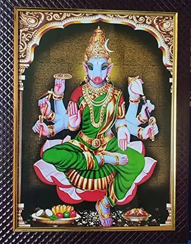 7 Hills Store Varahi Devi Photo – Varahi Amman Photo with Wall Hanger Frame- Small Size Frame (6 Inch X 8 Inch)