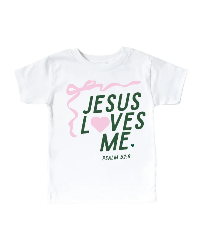 “Jesus Loves Me” Ribbon Tee: White / 5T