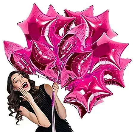 AARNA EXOTICS Foil Balloons (5 pcs) for Christmas Birthday Marriage Anniversary and Party Events Balloons for Decoration (HOT PINK STAR)