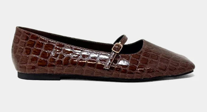 Adele Flat – Brown Croco