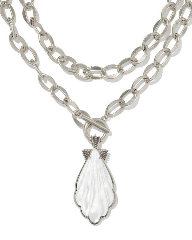 Alexa Statement Necklace in Vintage Silver Ivory Mother of Pearl – Ken