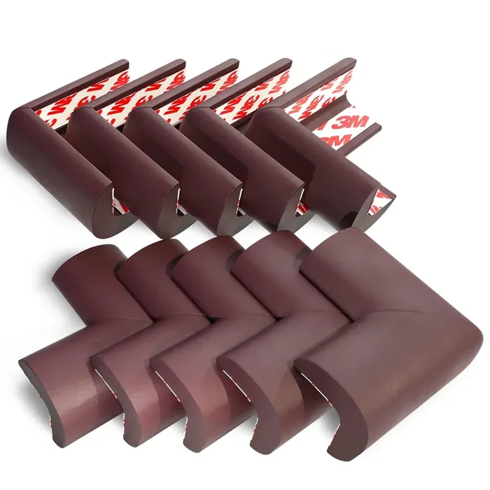 Amazon Brand – Supples Baby Proofing Pre-Taped Corner Guards Brown Pack of 10 Babyproof Foam Protectors for Sharp Corners Non-Toxic, BPA Free Tested As Per is 9873 Standards