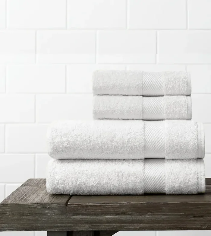 Amouve 100% Organic Cotton Towel Set of 4 [2 Bath Towel + 2 Hand Towel], Super-soft, Luxurious, 700 GSM – White