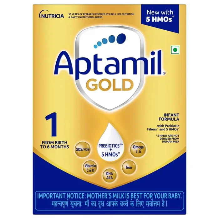 Aptamil Gold Infant Formula Milk Powder for Babies – Stage 1 (Upto 6 months) – with HMO and Prebiotics – 400gms – BIB Pack