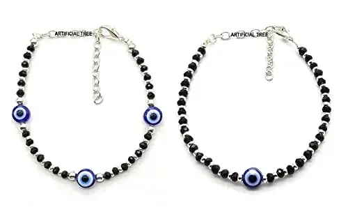 ARTIFICIAL TREE Nazariya 3 Evil Eye + 1 Evil Eye Charms Nazariya Bracelet Adjustable Nazar Battu for Women Men Girls & Boys 2 Piece(AT GIRLS BRCT 037)