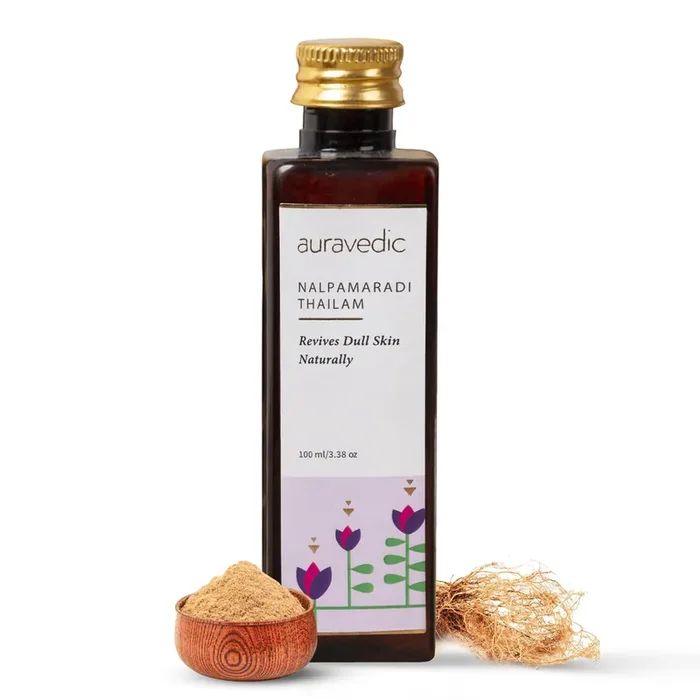 Auravedic Nalpamaradi Thailam for Face Body oil after bath for daily use 100 ml Nalpamaradi oil for Skin Brightening Pigmentation DeTan For Men Women