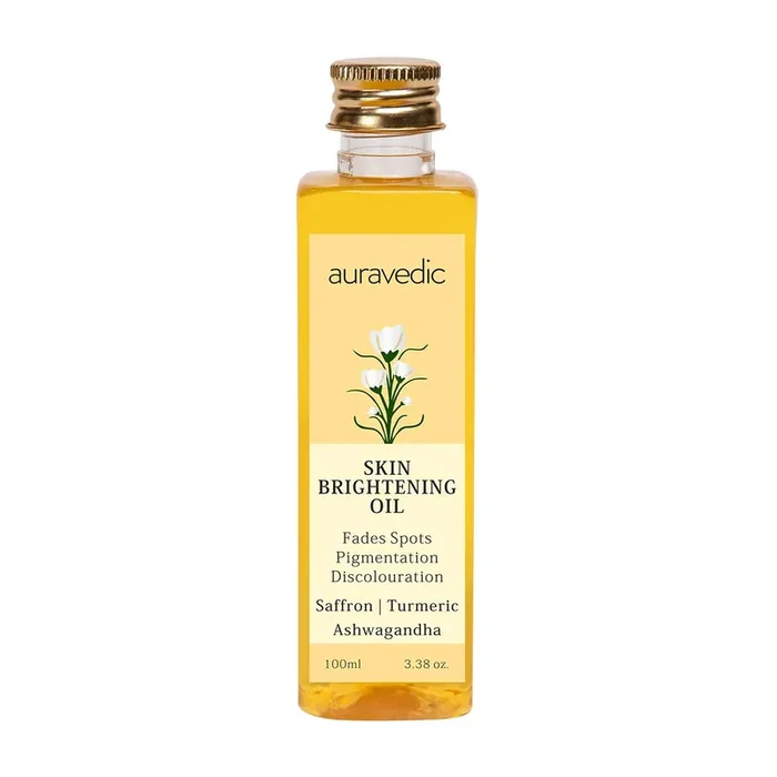 Auravedic Saffron Face Oil with Ashwagandha & Turmeric Moisturizer, Face Serum for Glowing Skin, Pigmentation, De-tan, 100ml Non-Greasy Formula for All Skin Types