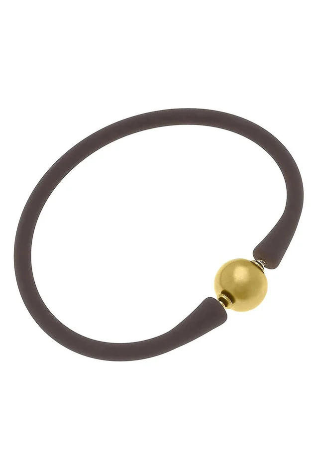 Bali 24K Gold Plated Bali Bead Silicone Bracelet – Chocolate
