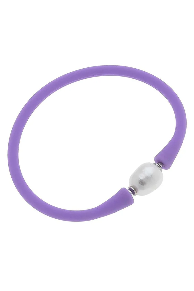 Bali Freshwater Pearl Silicone Bracelet – Lavender