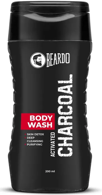 Beardo Activated Charcoal Anti-Pollution Body Wash, 200ml Deep Pore Cleaning Removes Dirt & Impurities Oil Control Cleanses & Detoxifies Deeply For Men