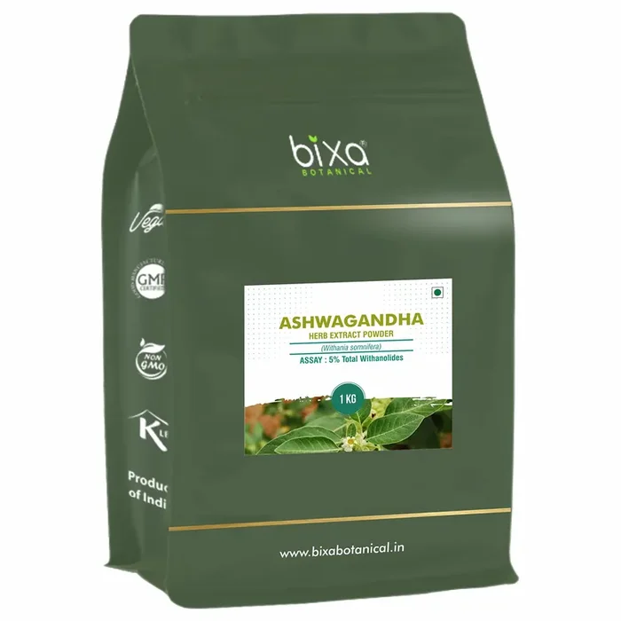 Bixa Botanical Ashwagandha Herb Dry Extract 5% Total Withanolides By HPLC 1 Kg (Pack of 1)