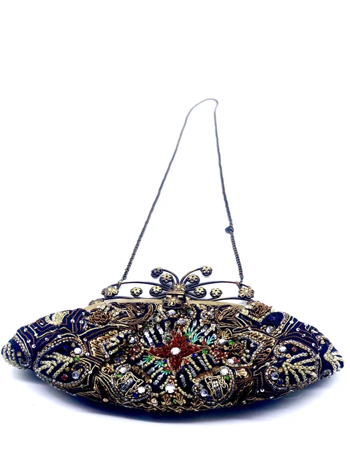 Black Multi-Color Beaded Evening Bag | German Fuentes