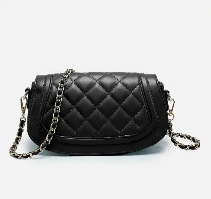 Black Taipei Quilted Flapover Crossbody