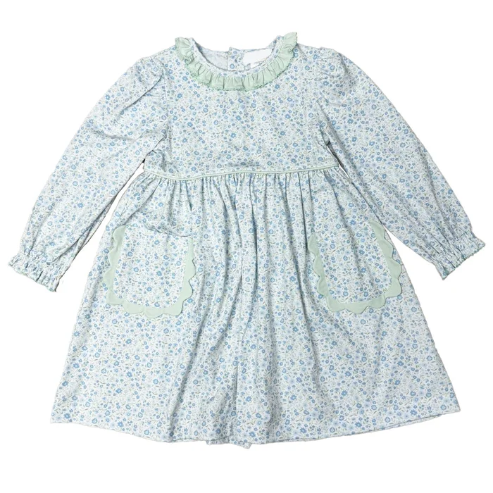 BLUE & GREEN DITSY FLOWER DRESS