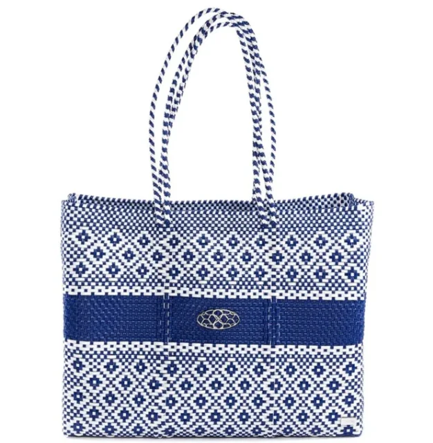 Blue Stripe Travel Tote Bag with Clutch