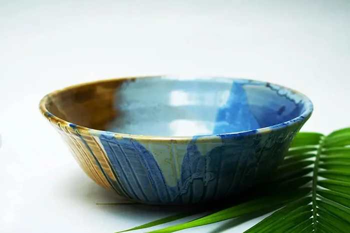 Blue Yellow Salad Bowl