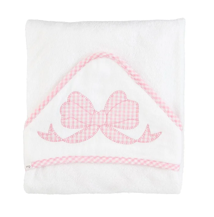 BOW APPLIQUE HOODED TOWEL