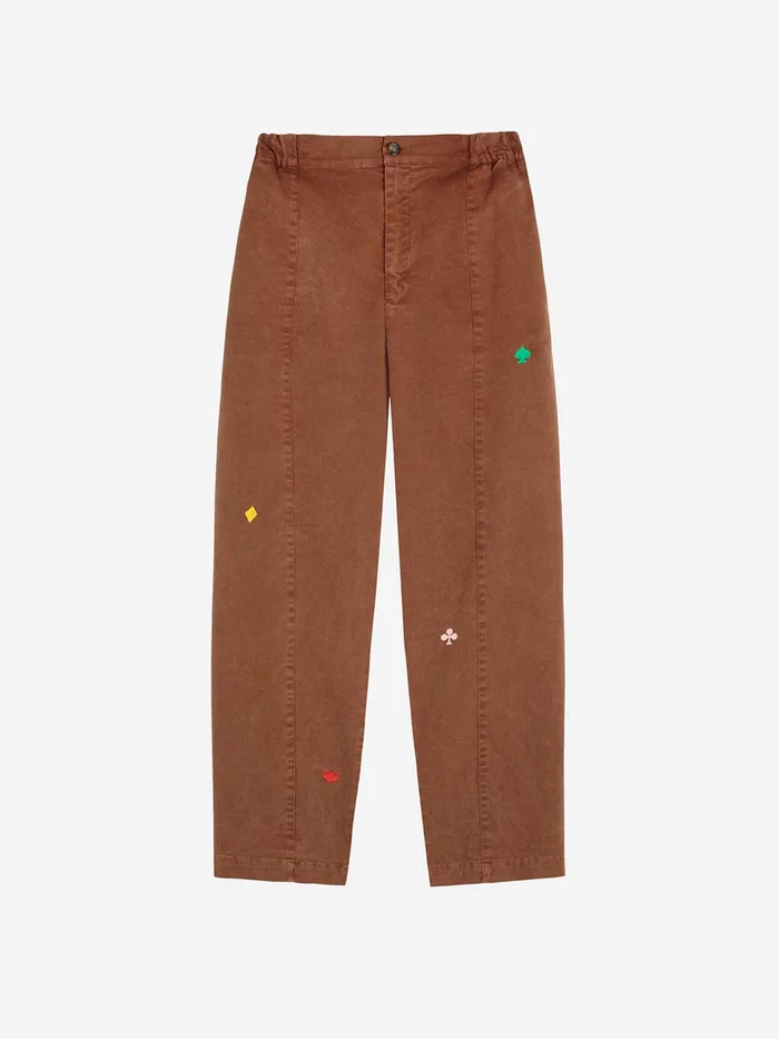 Brown Embroidery Cocoon Pants