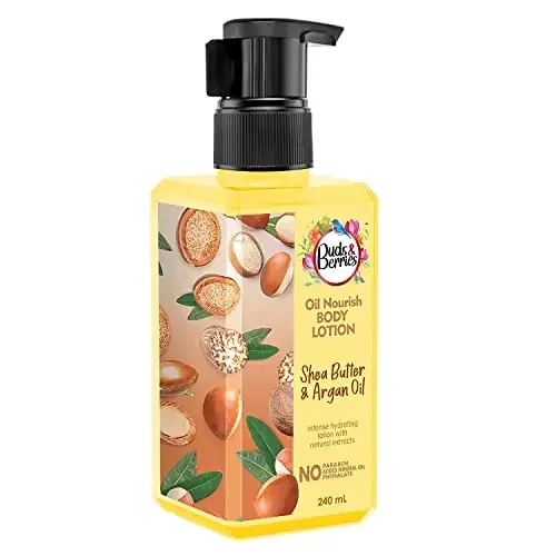 Buds & Berries Fruit Nourish Shea Butter and Argan Oil Body Lotion Rich Moisturisation Normal to Dry Skin No Paraben 240 ml