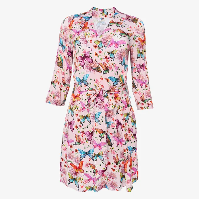 Butterflies Pink Women’s Maternity Robe | Watercolor Butterfly