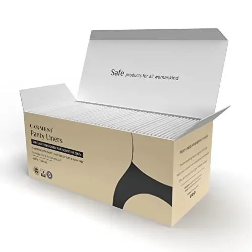 Carmesi Panty Liners Designed for Sensitive Skin Protects against Spotting & Light Discharge Plant-Based Top Sheet Completely Safe 60 Pieces
