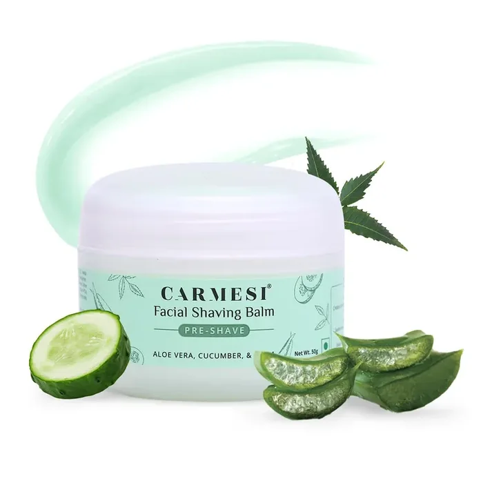 Carmesi Pre-Shave Face Shaving Balm for Women, 50g No Razor Burns or Cuts Shaving Balm for Face Razor Aloe Vera, Cucumber, Neem Non-Greasy For All Skin Types