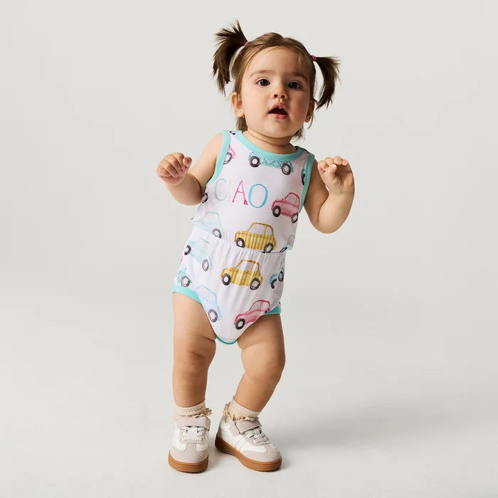 Cars Yellow Sleeveless Bubble Romper | Ciao