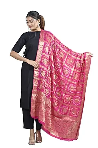 Chaukhat Women‘s Art Silk Banarasi Bandhej Ghatchola Dupatta Size- (2.5 Mtr)