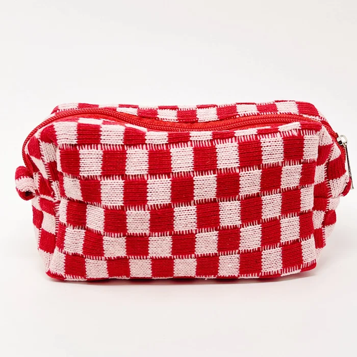 Check Yourself Cosmetic Bag: Red Pink
