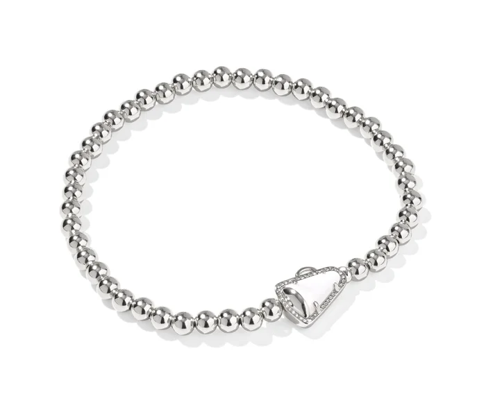 Cheer Silver Stretch Bracelet in White Mother of Pearl – Kendra Scott