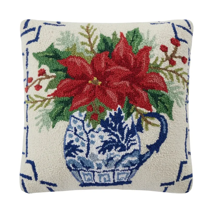 CHINOISERIE POINSETTIA HOOK PILLOW