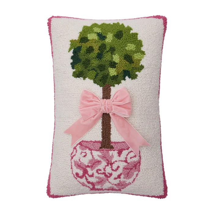 CHINOISERIE TOPIARY RIBBON HOOK PILLOW