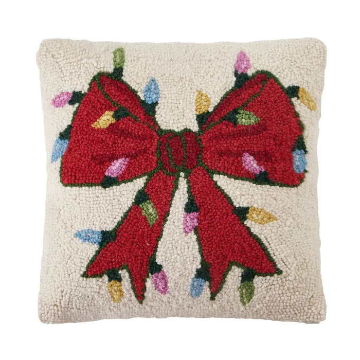 CHRISTMAS LIGHTS BOW HOOK PILLOW